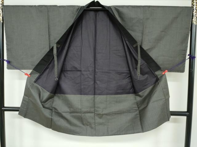 平和屋着物●男性 紬 アンサンブル 長羽織 亀甲文様 正絹 逸品 DAAW5827ud