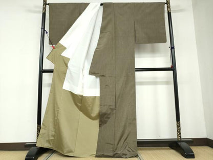 平和屋着物●上田つむぎ 縞 証紙付き 正絹 逸品 DAAW5835ud