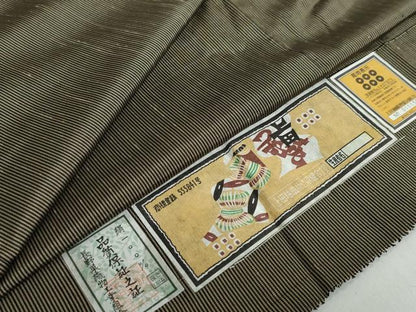 平和屋着物●上田つむぎ 縞 証紙付き 正絹 逸品 DAAW5835ud