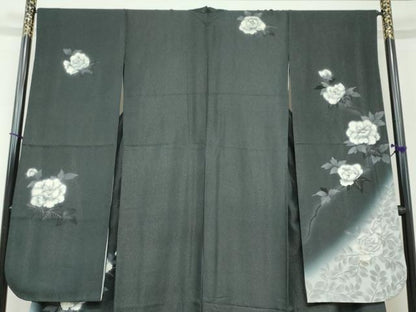 平和屋着物●豪華振袖 枝花文 牡丹 暈し染め 金通し地 正絹 逸品 DAAW5837ud