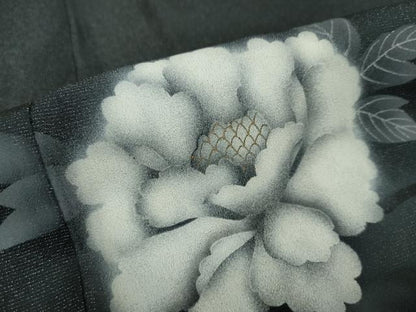 平和屋着物●豪華振袖 枝花文 牡丹 暈し染め 金通し地 正絹 逸品 DAAW5837ud