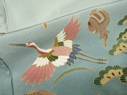 平和屋着物●豪華色留袖　作家物　駒刺繍　吉祥宝尽くし飛鶴丸文　暈し染め　金彩　正絹　逸品　DAAW5849ud