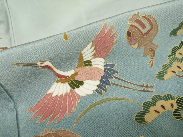 平和屋着物●豪華色留袖　作家物　駒刺繍　吉祥宝尽くし飛鶴丸文　暈し染め　金彩　正絹　逸品　DAAW5849ud