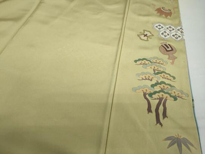 平和屋着物●豪華色留袖　作家物　駒刺繍　吉祥宝尽くし飛鶴丸文　暈し染め　金彩　正絹　逸品　DAAW5849ud