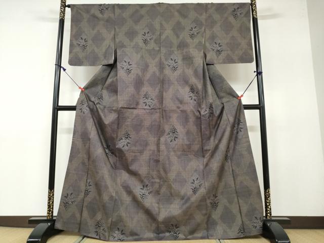 平和屋着物●本場大島紬　7マルキ　草花文　正絹　逸品　DAAW5875ud