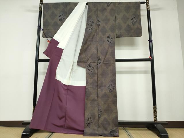 平和屋着物●本場大島紬　7マルキ　草花文　正絹　逸品　DAAW5875ud