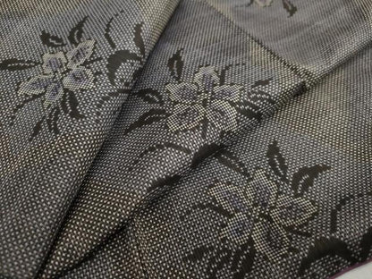 平和屋着物●本場大島紬　7マルキ　草花文　正絹　逸品　DAAW5875ud