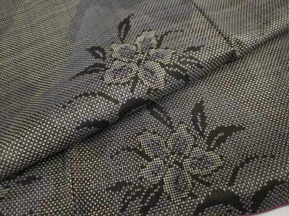平和屋着物●本場大島紬　7マルキ　草花文　正絹　逸品　DAAW5875ud