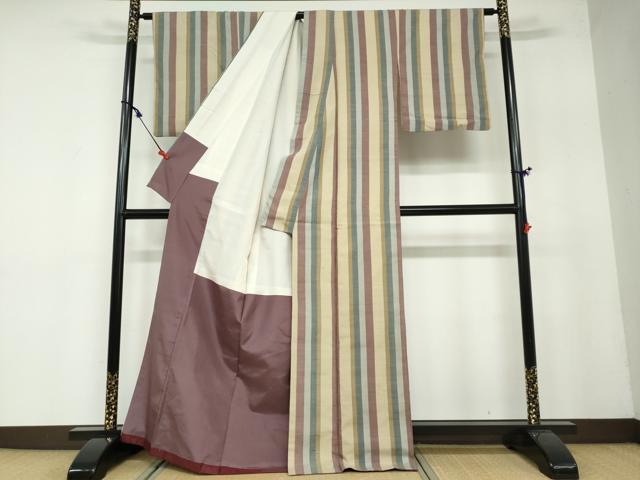 平和屋着物●上質な紬　変わり間道　正絹　逸品　DAAW5884ud