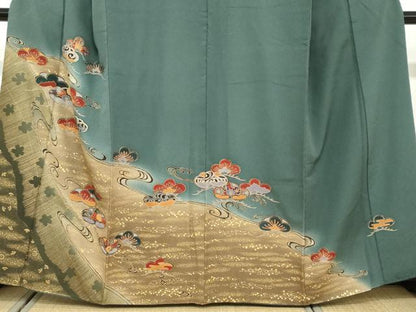 平和屋着物●訪問着 流水松文 暈し染め 金彩 正絹 逸品 DAAW5888ud