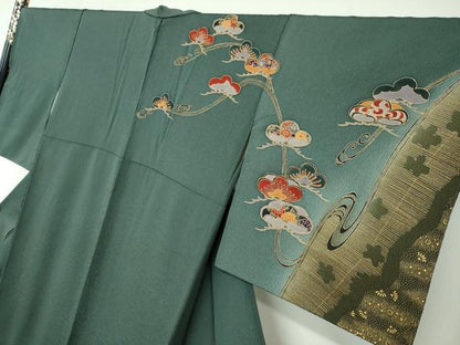 平和屋着物●訪問着 流水松文 暈し染め 金彩 正絹 逸品 DAAW5888ud
