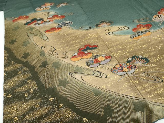 平和屋着物●訪問着 流水松文 暈し染め 金彩 正絹 逸品 DAAW5888ud