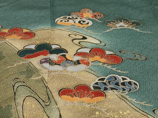 平和屋着物●訪問着 流水松文 暈し染め 金彩 正絹 逸品 DAAW5888ud
