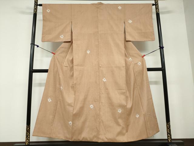 平和屋着物●上質な紬 絞り 草花文 正絹 逸品 DAAW5893ud