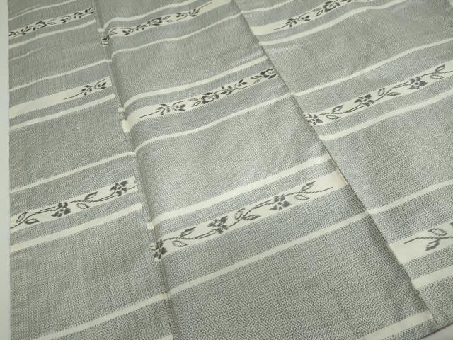 平和屋着物●上質な紬　横段草花文　正絹　逸品　DAAW5894ud