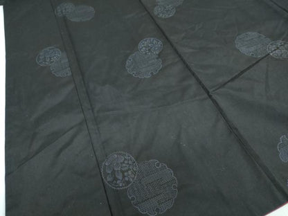 平和屋着物●上質な紬　80亀甲　雪輪草花丸文　正絹　逸品　DAAW5899ud