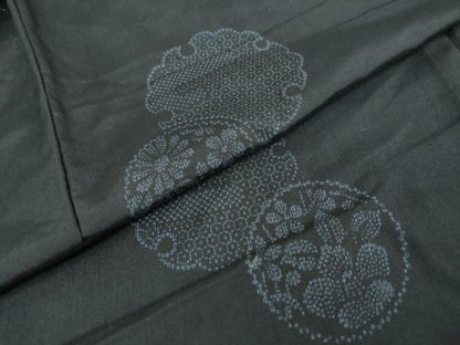 平和屋着物●上質な紬　80亀甲　雪輪草花丸文　正絹　逸品　DAAW5899ud