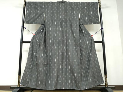 平和屋着物●上質な紬　絣文様　正絹　逸品　DAAW5906ud