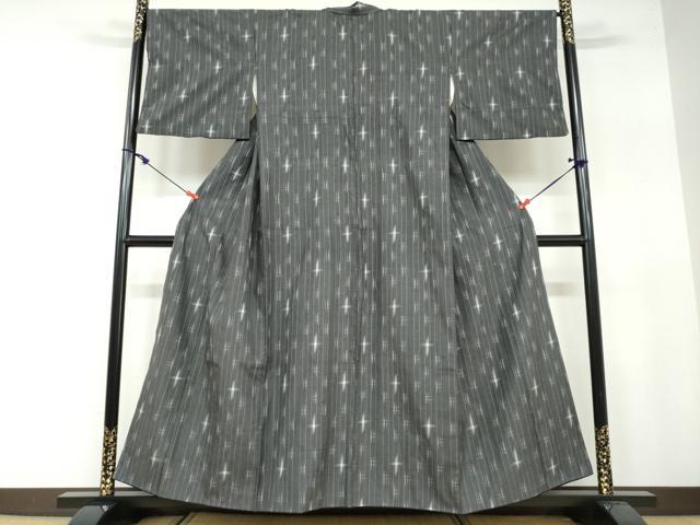 平和屋着物●上質な紬　絣文様　正絹　逸品　DAAW5906ud