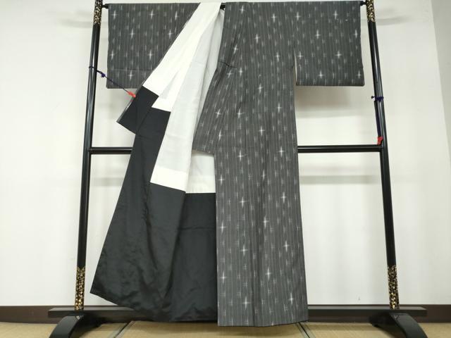 平和屋着物●上質な紬　絣文様　正絹　逸品　DAAW5906ud