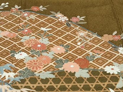 平和屋着物●訪問着　草花文　金彩　正絹　逸品　DAAW5914ud