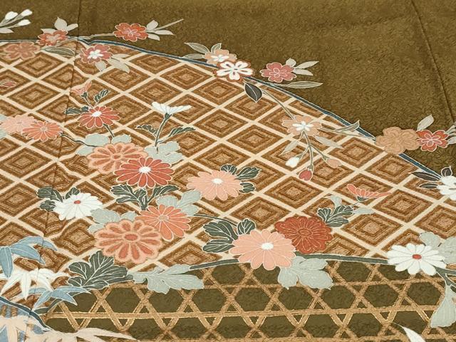 平和屋着物●訪問着　草花文　金彩　正絹　逸品　DAAW5914ud