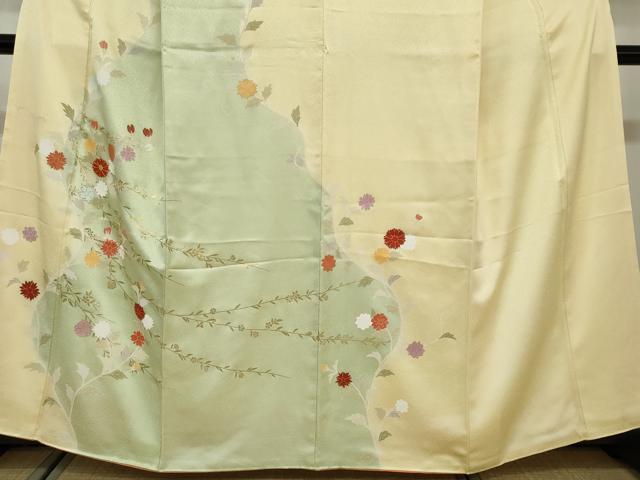 平和屋着物●訪問着　駒刺繍　草花文　金彩　正絹　逸品　DAAW5930ud