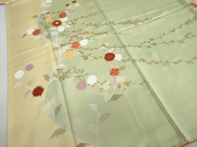 平和屋着物●訪問着　駒刺繍　草花文　金彩　正絹　逸品　DAAW5930ud
