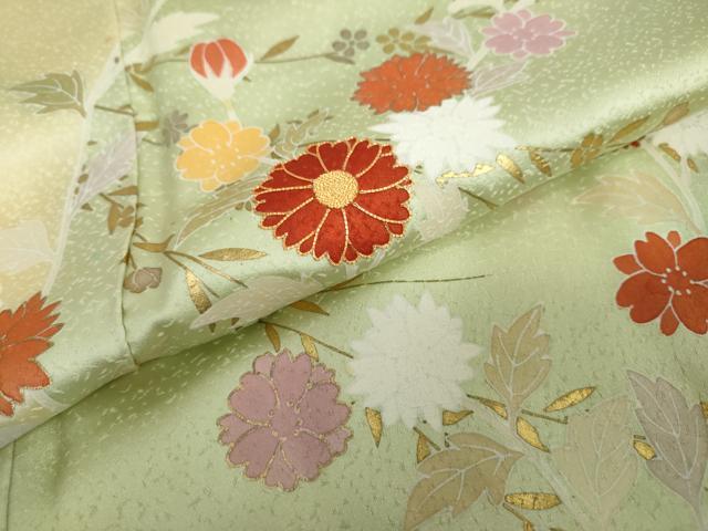 平和屋着物●訪問着　駒刺繍　草花文　金彩　正絹　逸品　DAAW5930ud