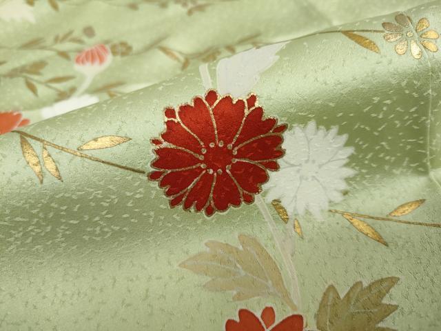 平和屋着物●訪問着　駒刺繍　草花文　金彩　正絹　逸品　DAAW5930ud