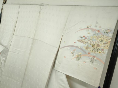 平和屋着物●訪問着 駒刺繍 吉祥草花文 暈し染め 金彩 正絹 逸品 DAAW5931ud