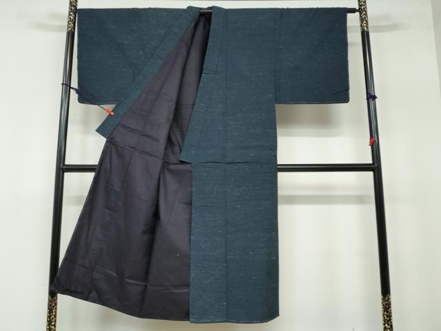 平和屋着物●男性　紬　アンサンブル　長羽織　霞文　正絹　逸品　未使用　DAAW5939ud
