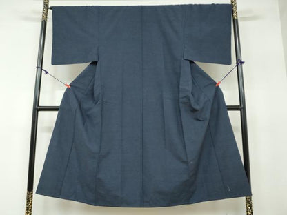 平和屋着物●男性 紬 アンサンブル 長羽織 鉄紺色 正絹 逸品 DAAW5940ud