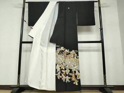 平和屋着物●金彩友禅作家 金彩の魔術師 堀省平 金煌織 黒留袖 童子遊び 金銀彩 正絹 逸品 DAAW5949ud