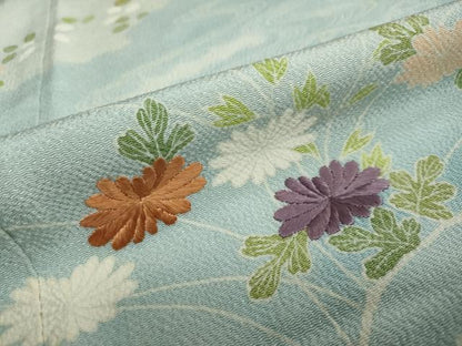 平和屋着物●訪問着　刺繍　流水草花文　暈し染め　鬼しぼ縮緬　正絹　逸品　DAAW5951ud