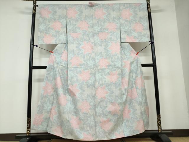 平和屋着物●本場大島紬 白大島 7マルキ 舞葉文 正絹 逸品 DAAW5968ud