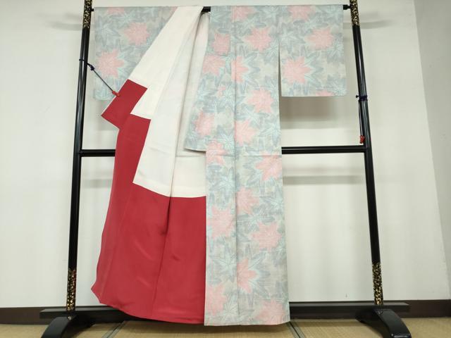平和屋着物●本場大島紬 白大島 7マルキ 舞葉文 正絹 逸品 DAAW5968ud