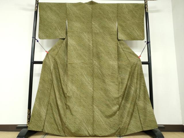 平和屋着物●上質な小紋　紬地　枝葉文　正絹　逸品　DAAW5991ud