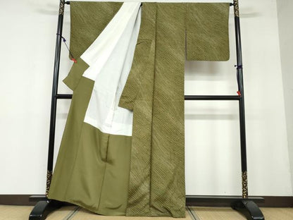 平和屋着物●上質な小紋　紬地　枝葉文　正絹　逸品　DAAW5991ud