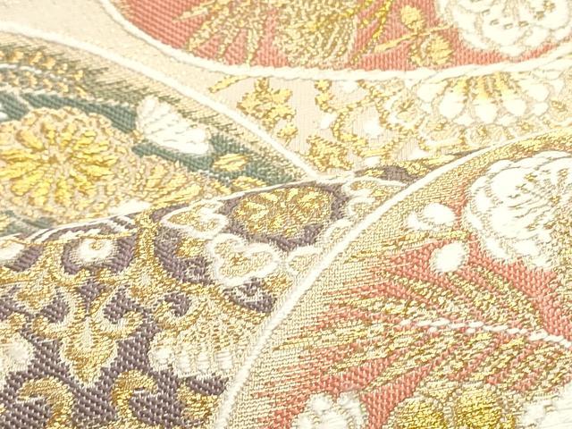 平和屋着物●西陣の名門 加納幸謹製 六通柄袋帯 唐織 貝合わせ吉祥花唐草文 金糸 正絹 逸品 DAAW6521ob