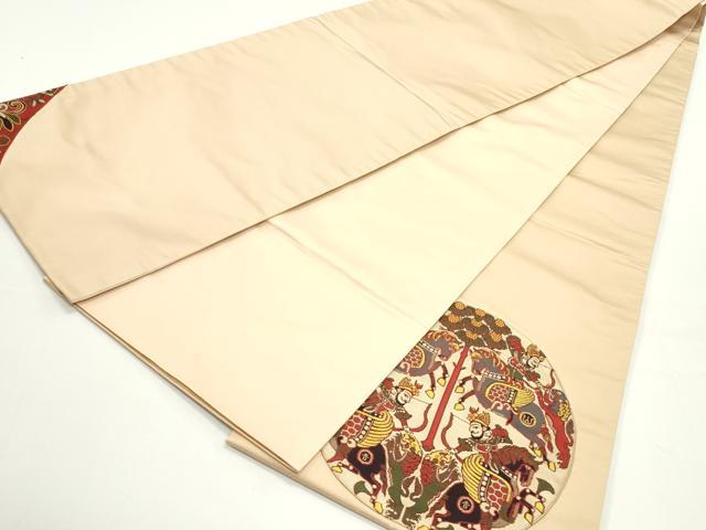 平和屋着物●太鼓柄袋帯 狩猟丸文 肌色 正絹 逸品 DAAW6534ob