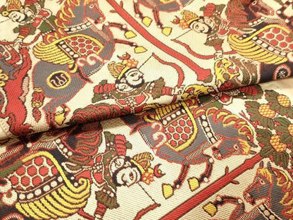 平和屋着物●太鼓柄袋帯 狩猟丸文 肌色 正絹 逸品 DAAW6534ob