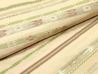 平和屋着物●九寸開き名古屋帯 横段文 銀糸 正絹 逸品 DAAW6536ob