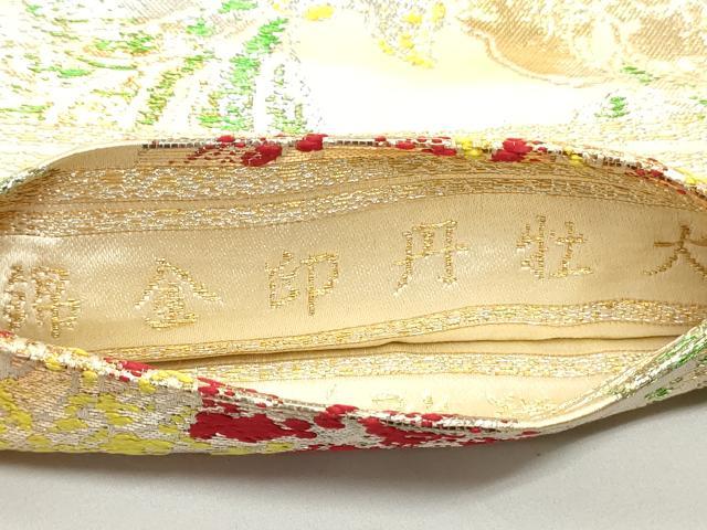 平和屋着物●龍村平蔵製 丸帯 大牡丹印金錦 金銀糸 正絹 逸品 DAAW6539ob