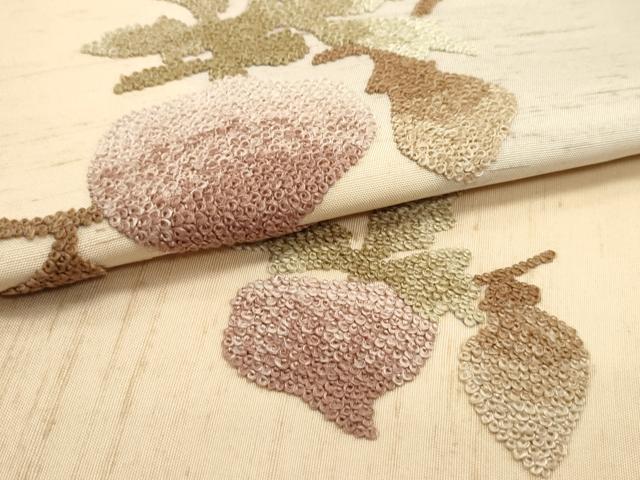 平和屋着物●中国三大刺繍 相良刺繍 総刺繍 九寸名古屋帯 紬地 成り物 正絹 逸品 DAAW6588ob