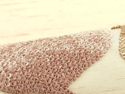 平和屋着物●中国三大刺繍 相良刺繍 総刺繍 九寸名古屋帯 紬地 成り物 正絹 逸品 DAAW6588ob