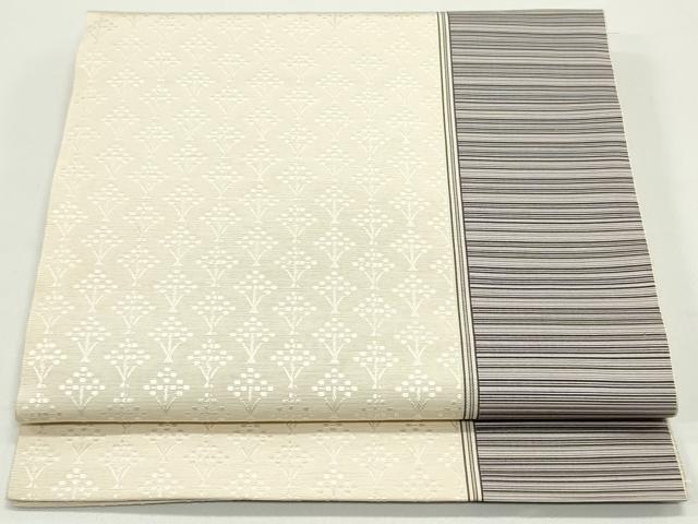 平和屋着物●本場筑前博多織 八寸名古屋帯 枝葉文 正絹 逸品 DAAW6589ob