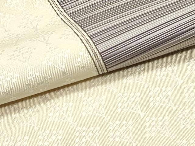 平和屋着物●本場筑前博多織 八寸名古屋帯 枝葉文 正絹 逸品 DAAW6589ob