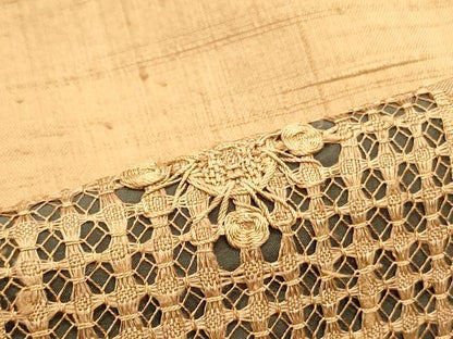 平和屋着物●中国三大刺繍 スワトウ刺繍 汕頭刺繍 総刺繍 九寸名古屋帯 紬地 幾何学色紙花文 正絹 逸品 DAAW6602ob