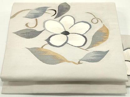 平和屋着物●九寸名古屋帯　すくい織　花唐草文　正絹　逸品　DAAW6660ob